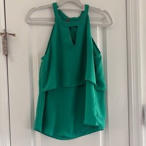 Naked Zebra Green Asymmetrical Cut Out Tank Top